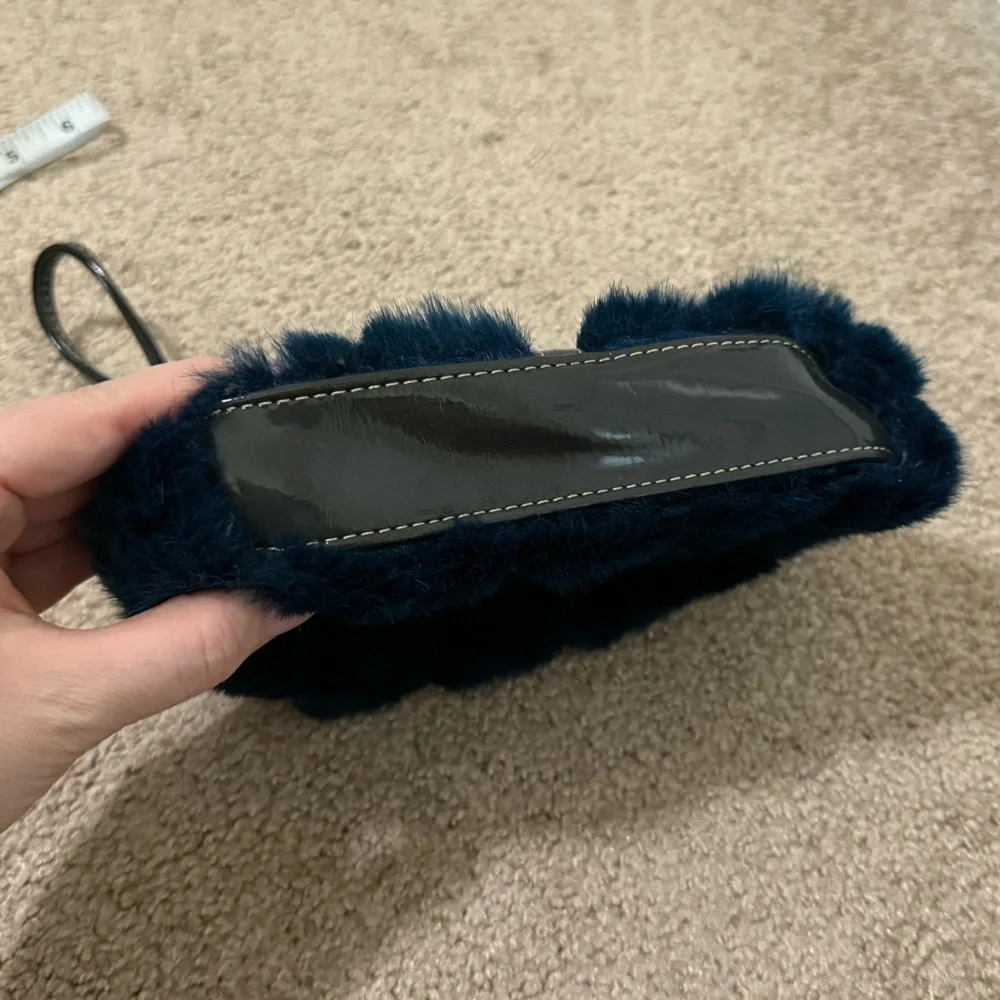 Sondra Roberts SR² Navy Faux Fur & Patent Leather Wristlet